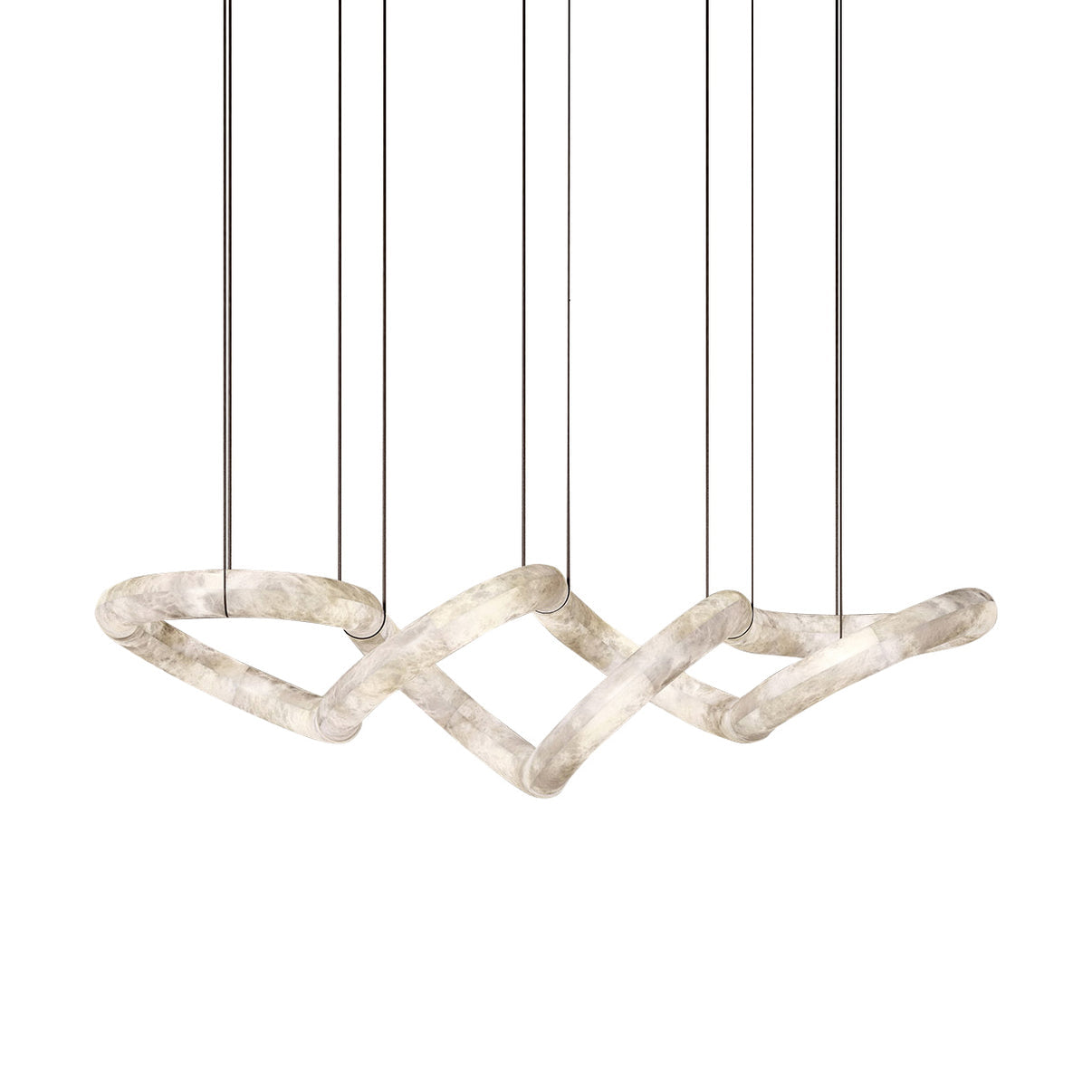 Suspension moderne Jarrod en Laiton et albâtre blanc