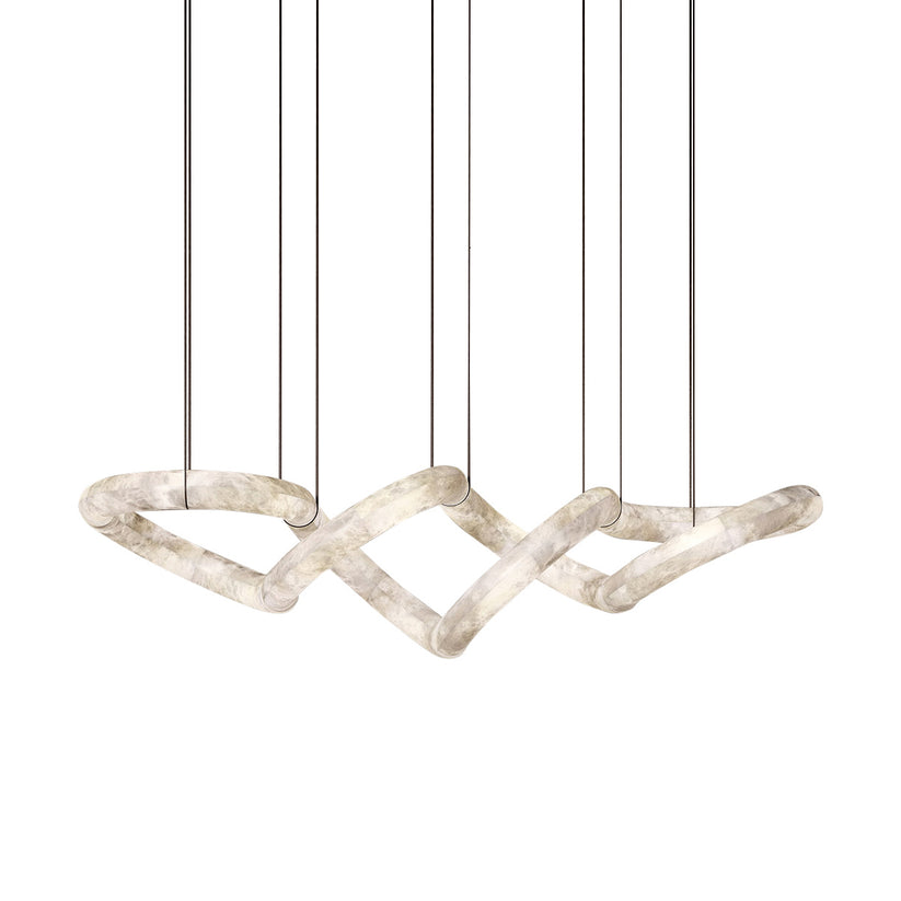Suspension moderne Jarrod en Laiton et albâtre blanc