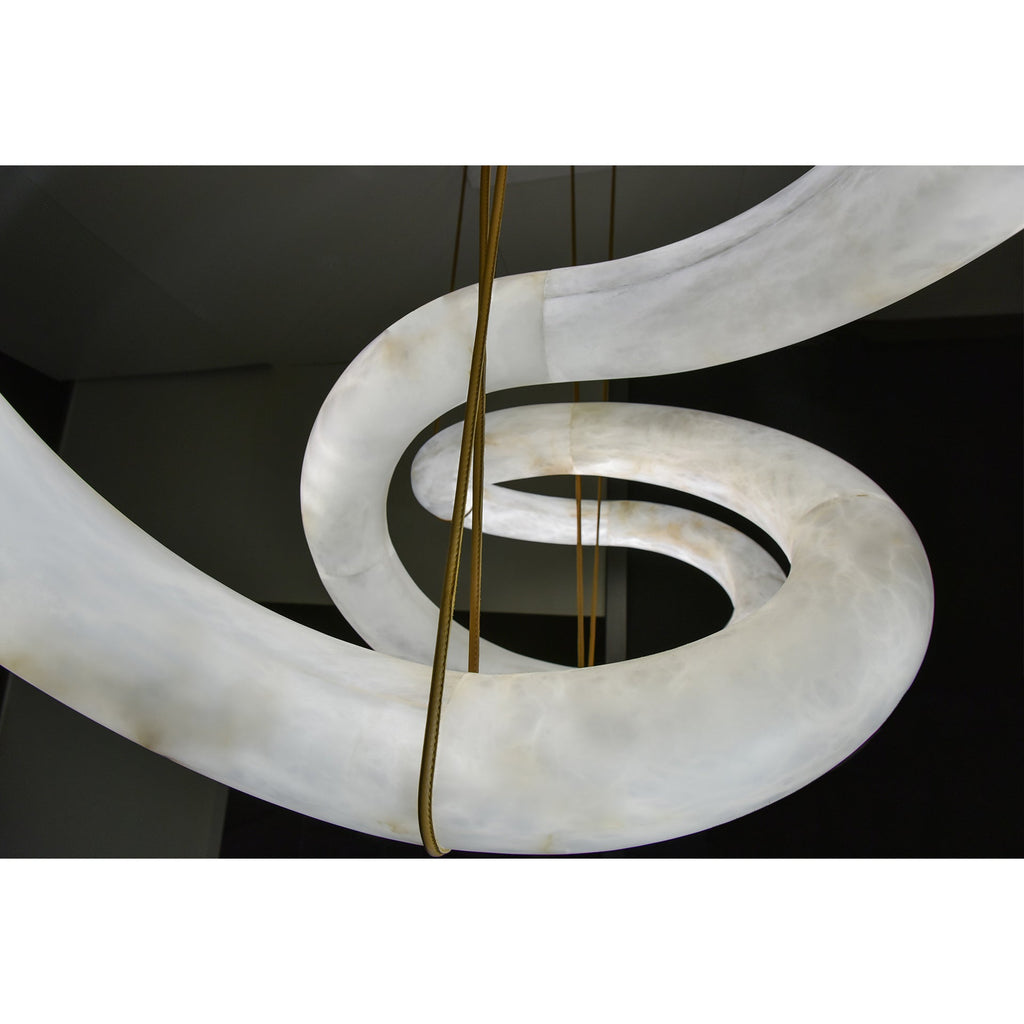 Suspension moderne Jarrod en Laiton et albâtre blanc