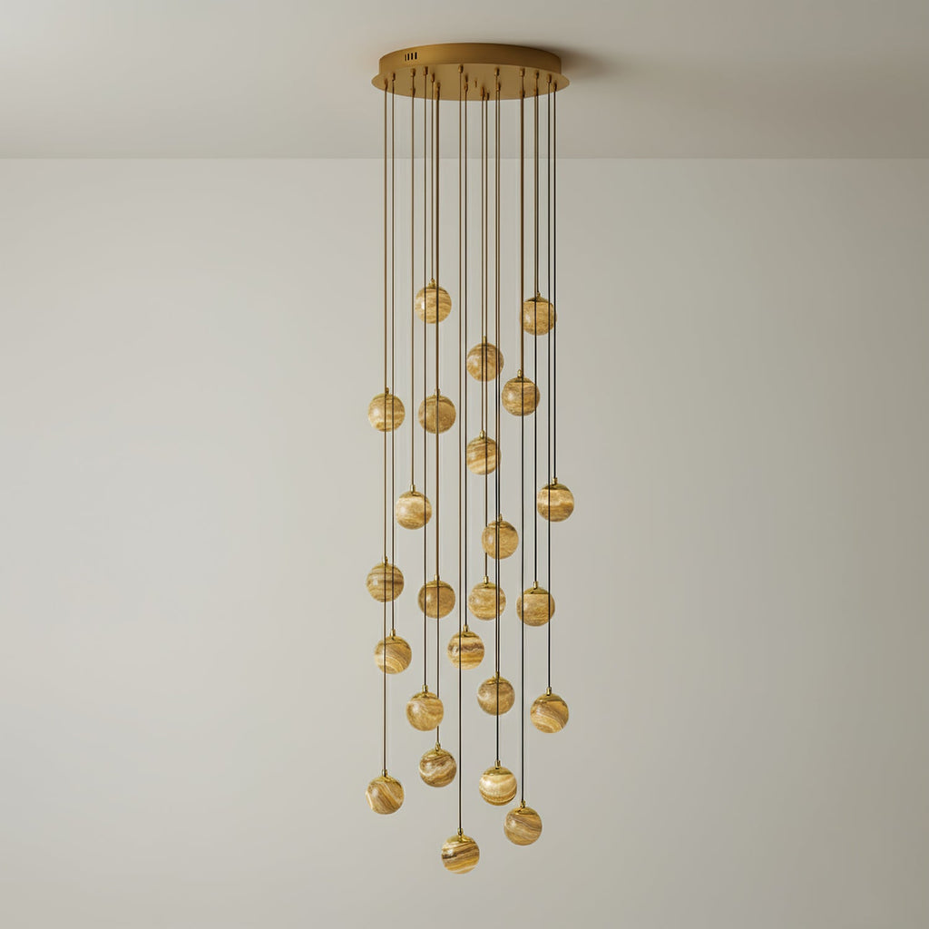 Lustre moderne Brynar en Doré et Naturel albâtre