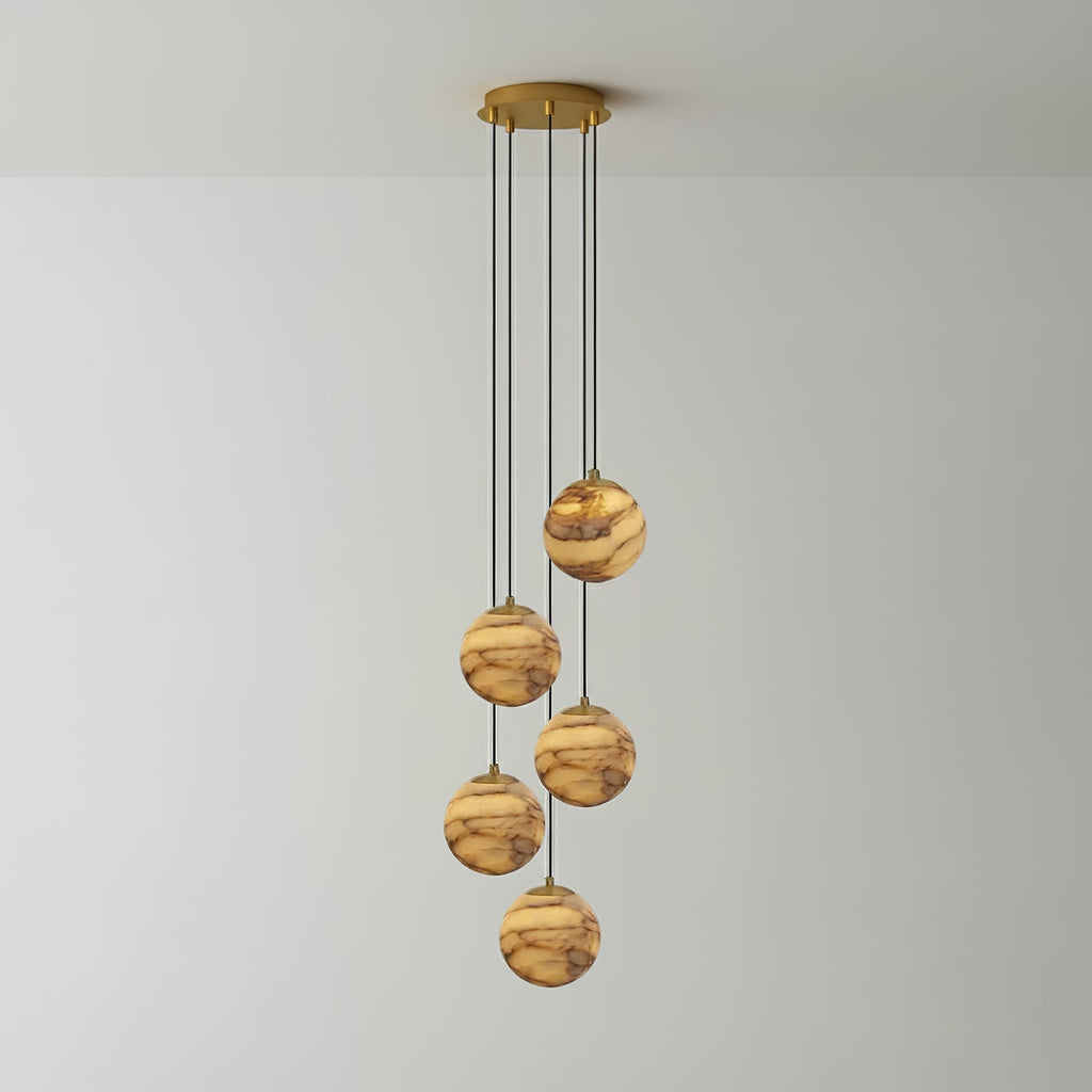 Lustre moderne Brynar en Doré et Naturel albâtre