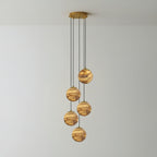 Lustre moderne Brynar en Doré et Naturel albâtre