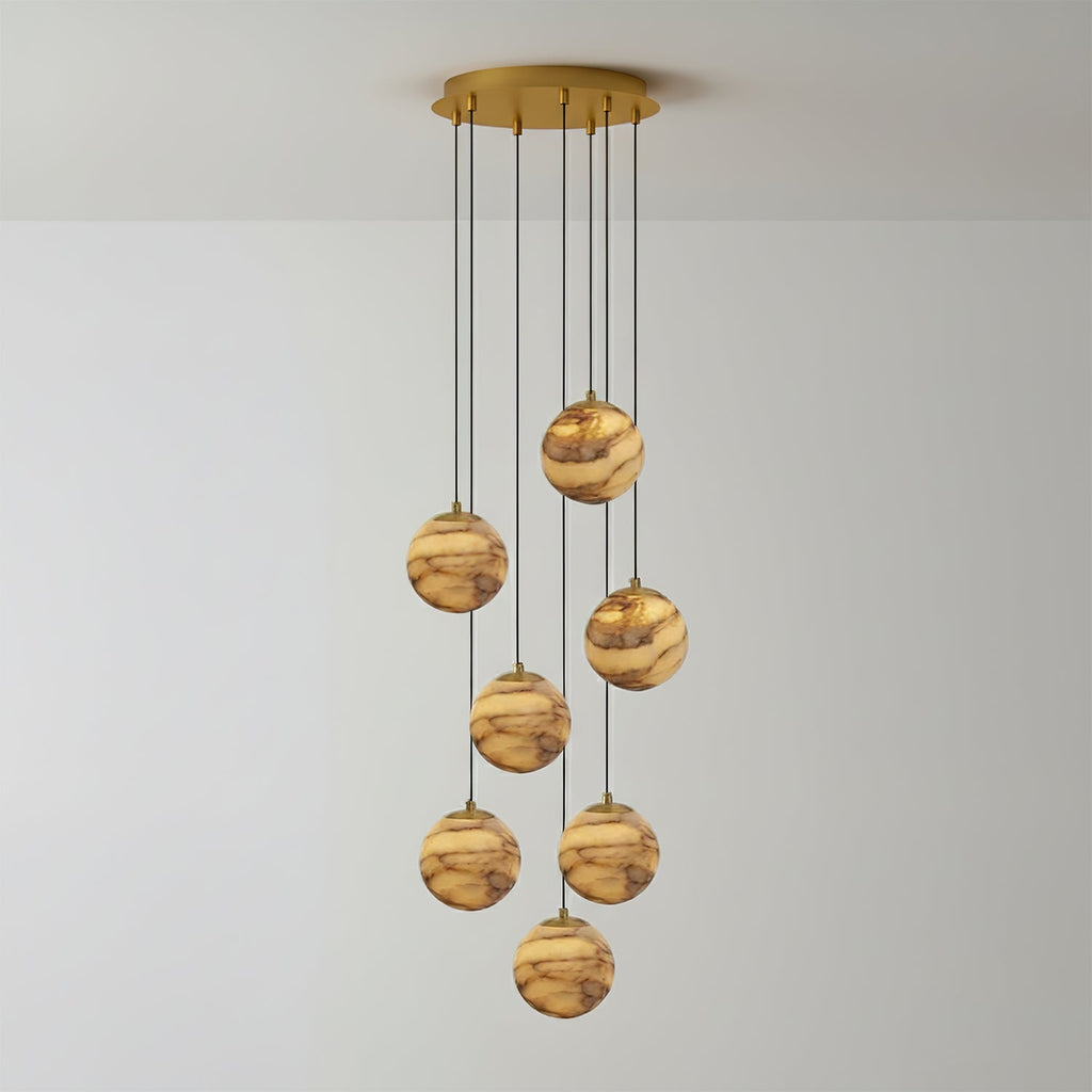 Lustre moderne Brynar en Doré et Naturel albâtre