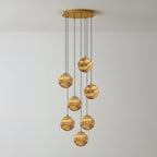 Lustre moderne Brynar en Doré et Naturel albâtre
