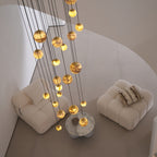 Lustre moderne Brynar en Doré et Naturel albâtre
