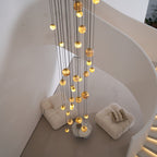 Lustre moderne Brynar en Doré et Naturel albâtre