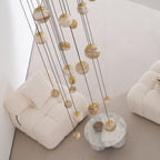 Lustre moderne Brynar en Doré et Naturel albâtre