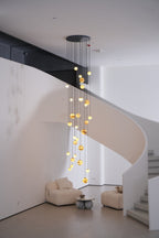 Lustre moderne Brynar en Doré et Naturel albâtre