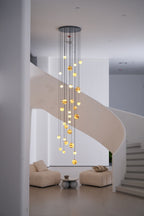 Lustre moderne Brynar en Doré et Naturel albâtre