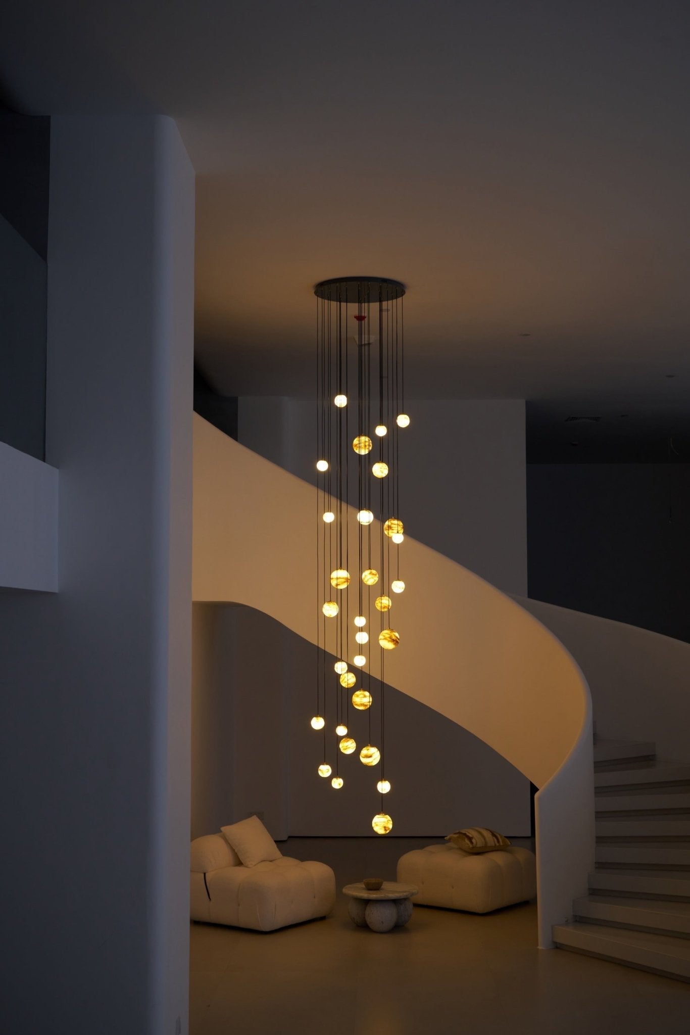 Lustre moderne Brynar en Doré et Naturel albâtre