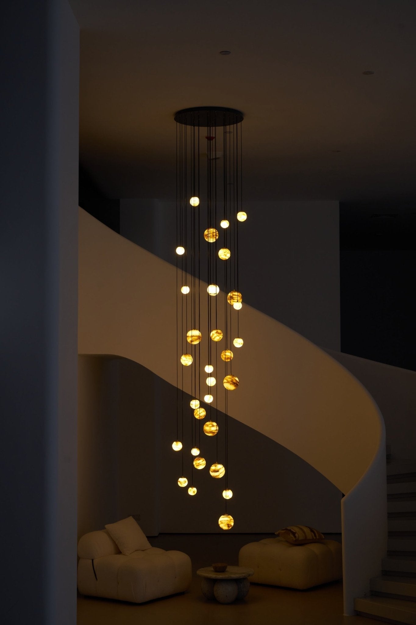 Lustre moderne Brynar en Doré et Naturel albâtre