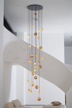 Lustre moderne Brynar en Doré et Naturel albâtre