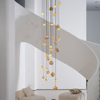 Lustre moderne Brynar en Doré et Naturel albâtre