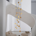 Lustre moderne Brynar en Doré et Naturel albâtre