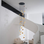 Lustre moderne Brynar en Doré et Naturel albâtre