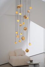 Lustre moderne Brynar en Doré et Naturel albâtre
