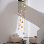 Lustre moderne Brynar en Doré et Naturel albâtre