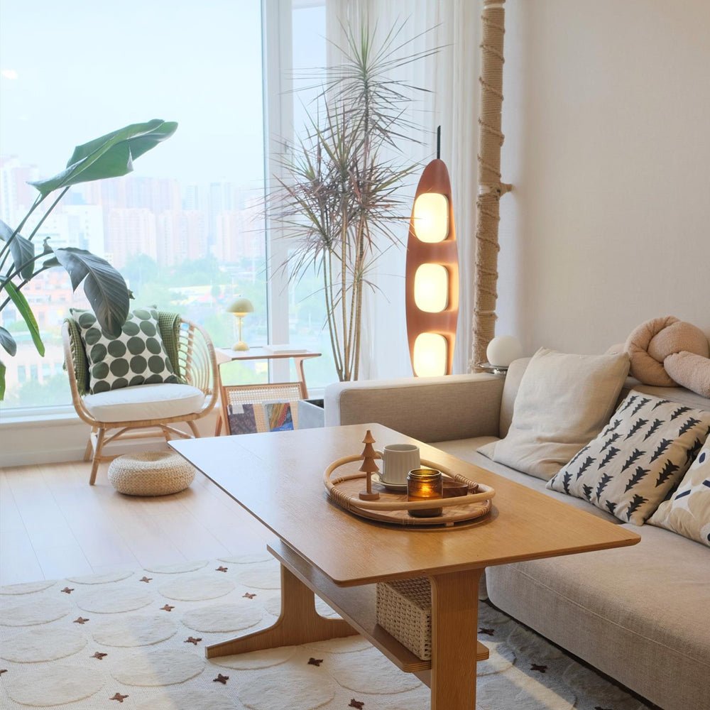 Lampadaire moderne Cato en Marbre Teck