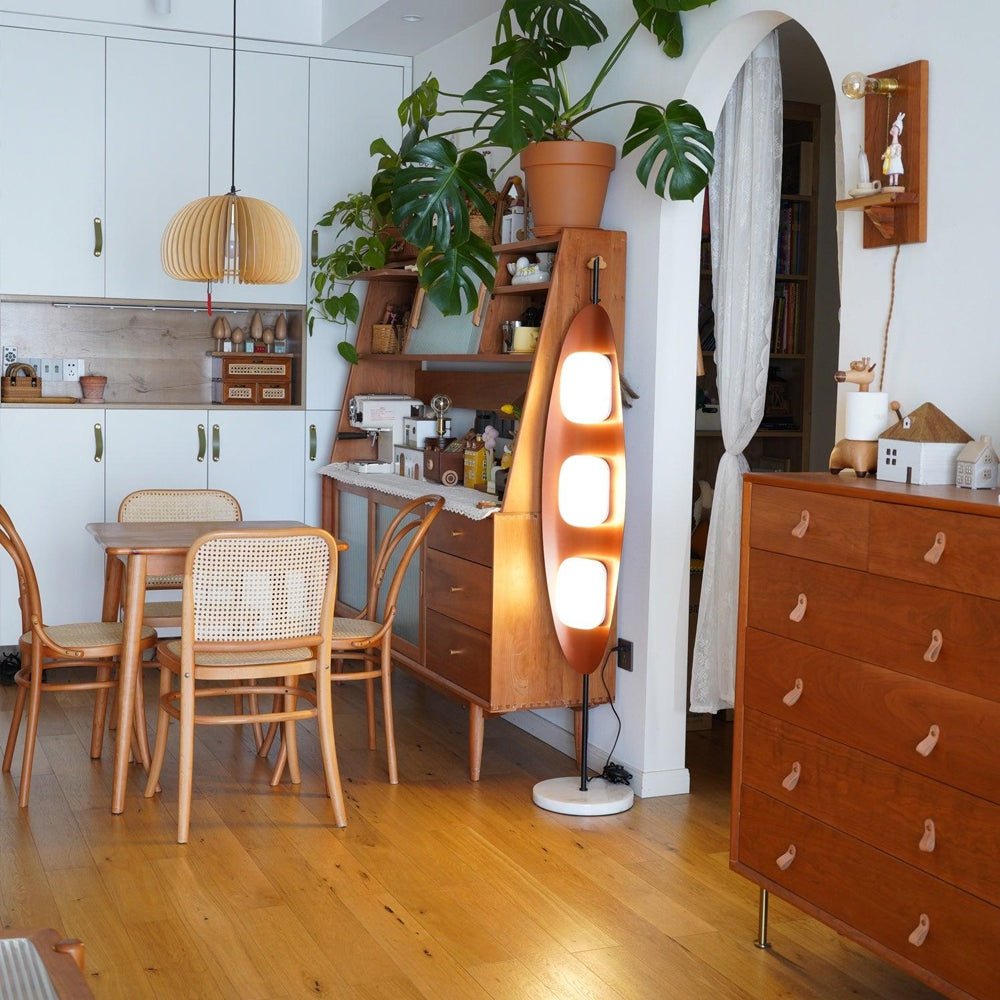 Lampadaire moderne Cato en Marbre Teck