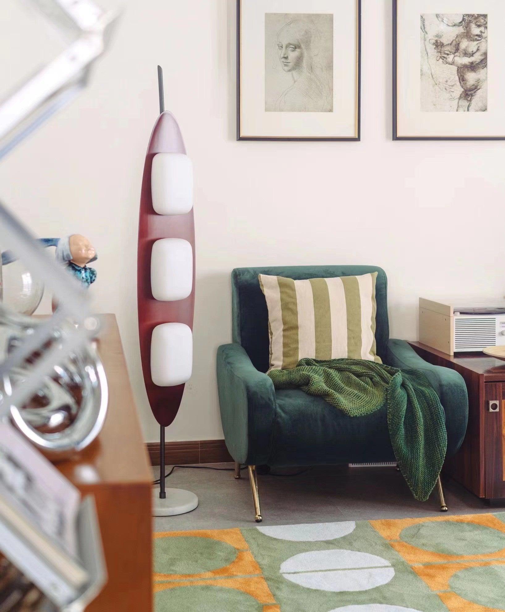 Lampadaire moderne Cato en Marbre Teck