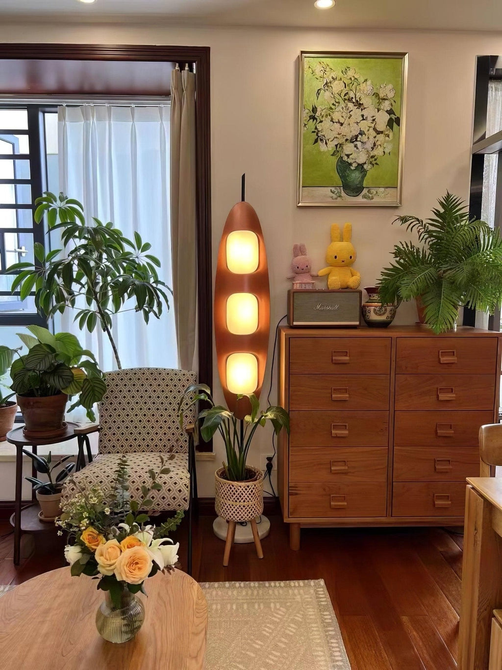 Lampadaire moderne Cato en Marbre Teck