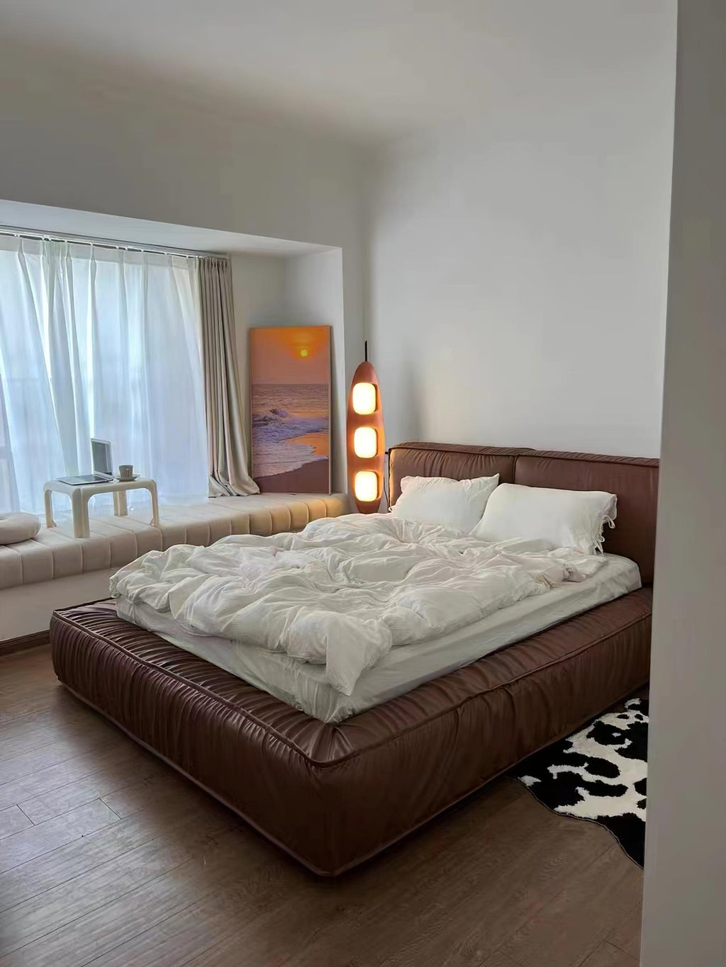 Lampadaire moderne Cato en Marbre Teck