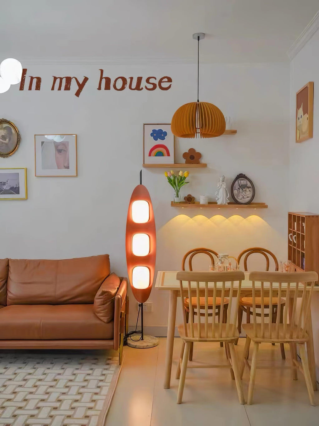 Lampadaire moderne Cato en Marbre Teck