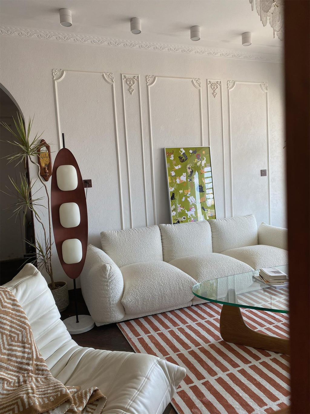 Lampadaire moderne Cato en Marbre Teck