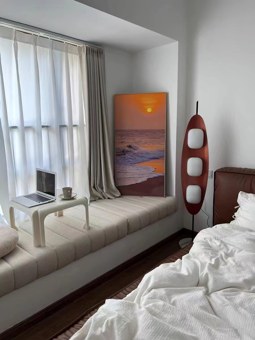 Lampadaire moderne Cato en Marbre Teck