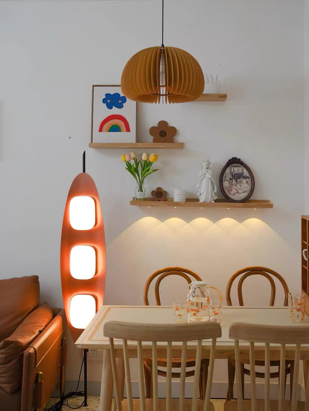 Lampadaire moderne Cato en Marbre Teck