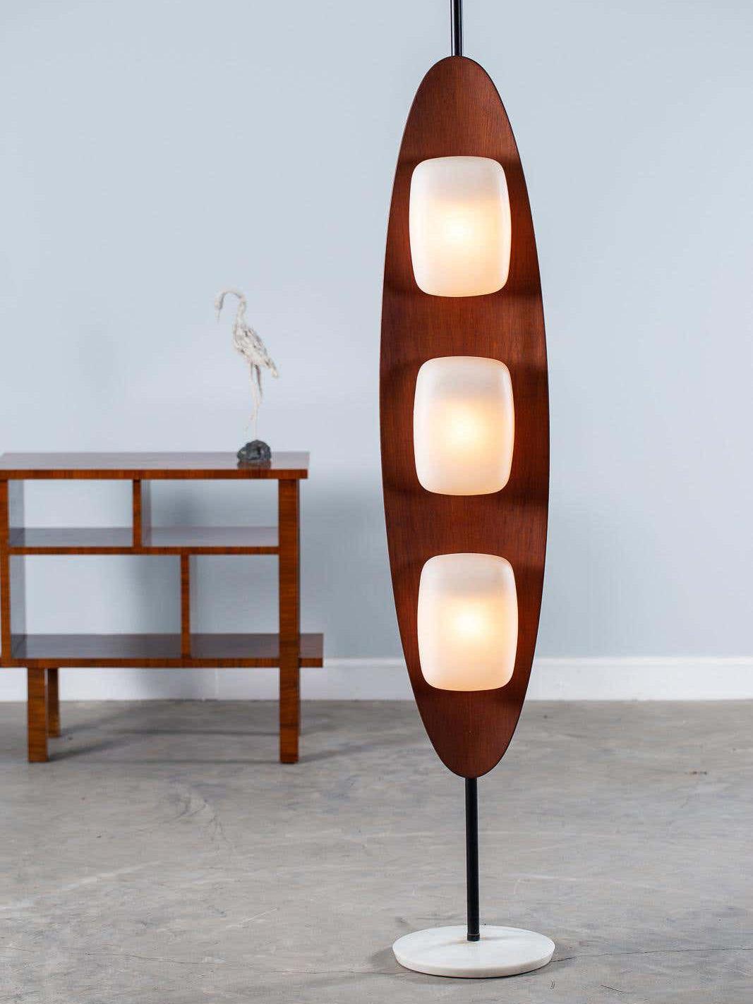 Lampadaire moderne Cato en Marbre Teck