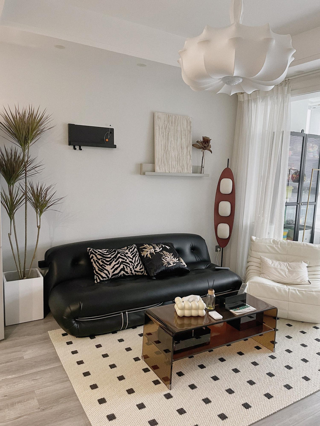 Lampadaire moderne Cato en Marbre Teck