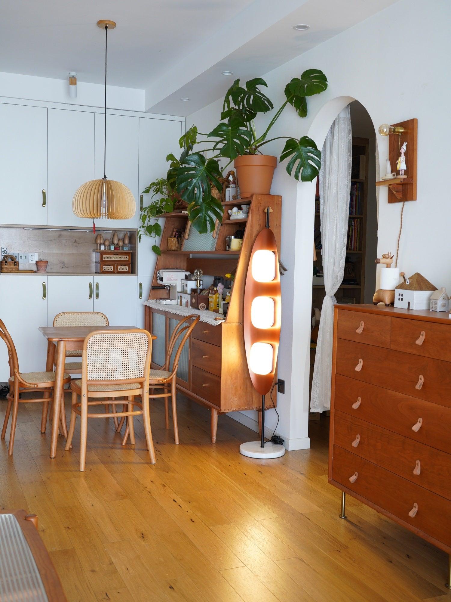 Lampadaire moderne Cato en Marbre Teck