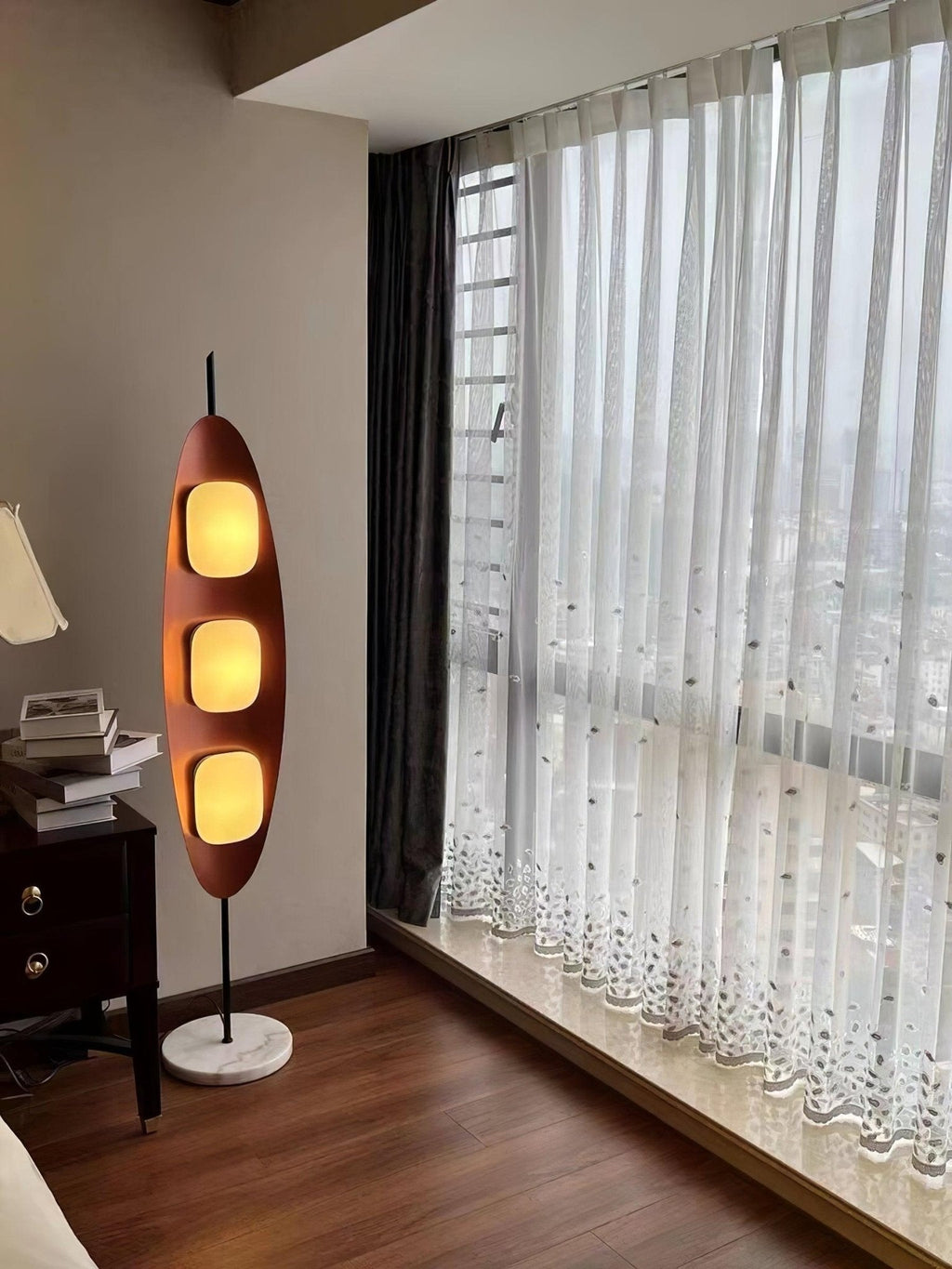 Lampadaire moderne Cato en Marbre Teck