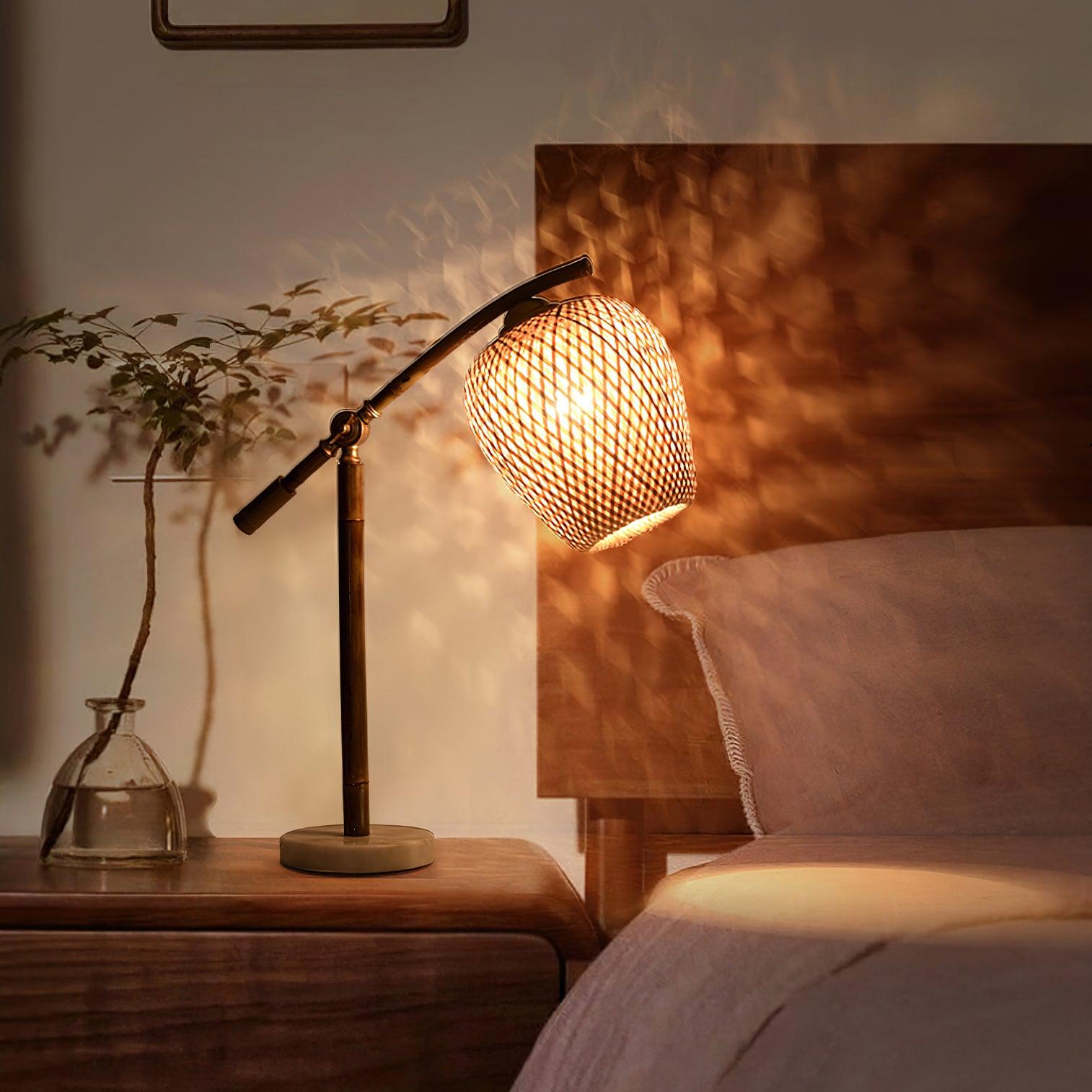 Lampe à poser vintage Leidolf en Bambou