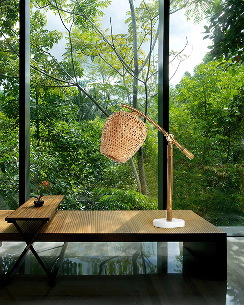 Lampe à poser vintage Leidolf en Bambou