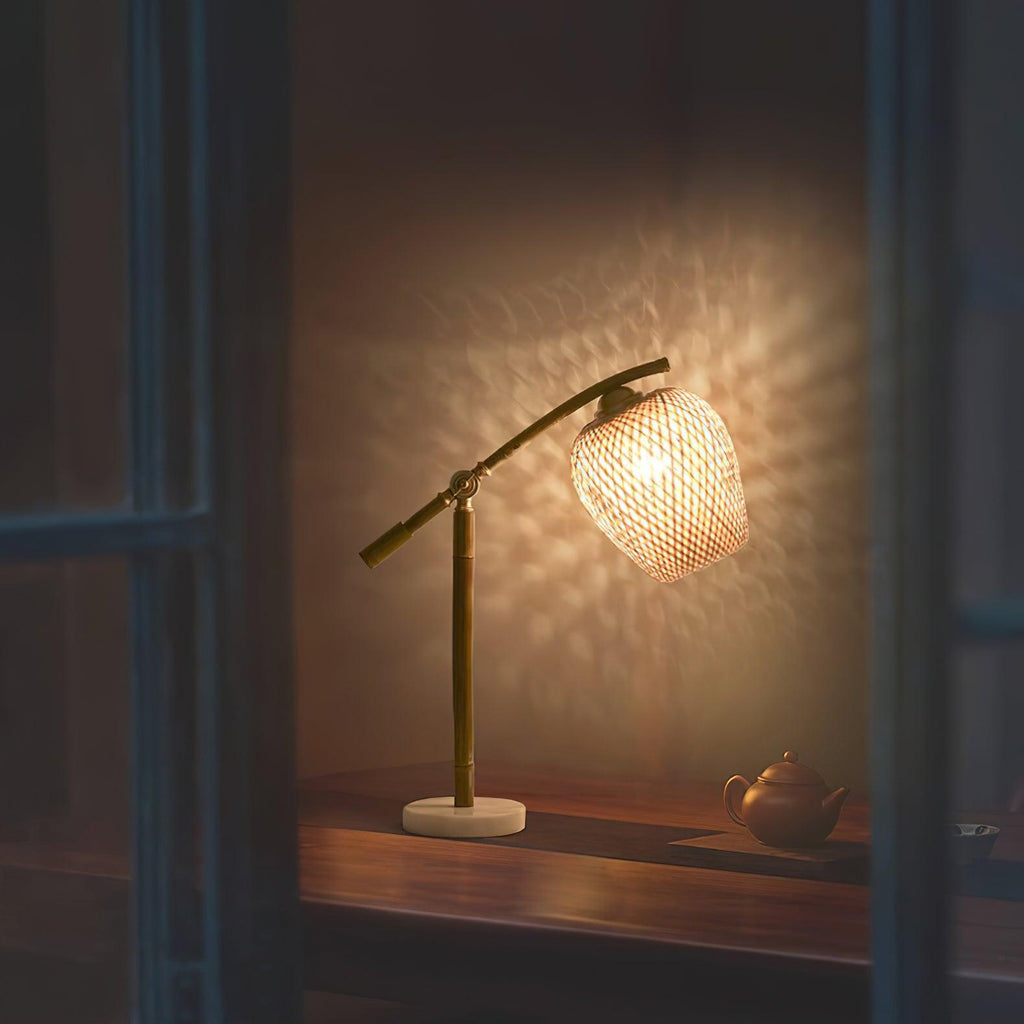 Lampe à poser vintage Leidolf en Bambou