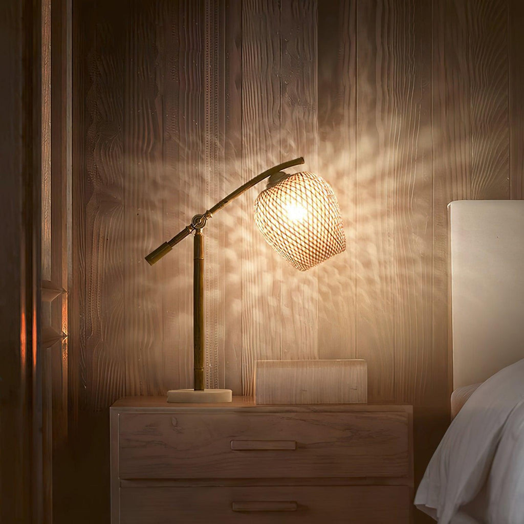 Lampe à poser vintage Leidolf en Bambou