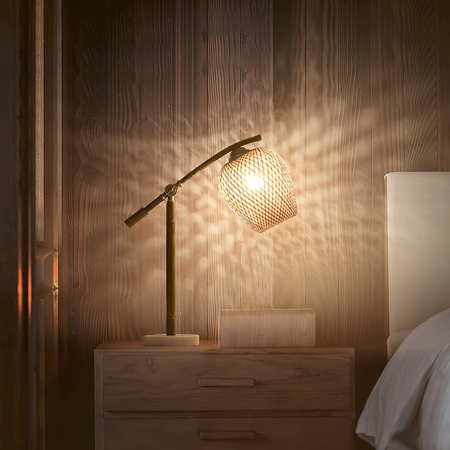Lampe à poser vintage Leidolf en Bambou