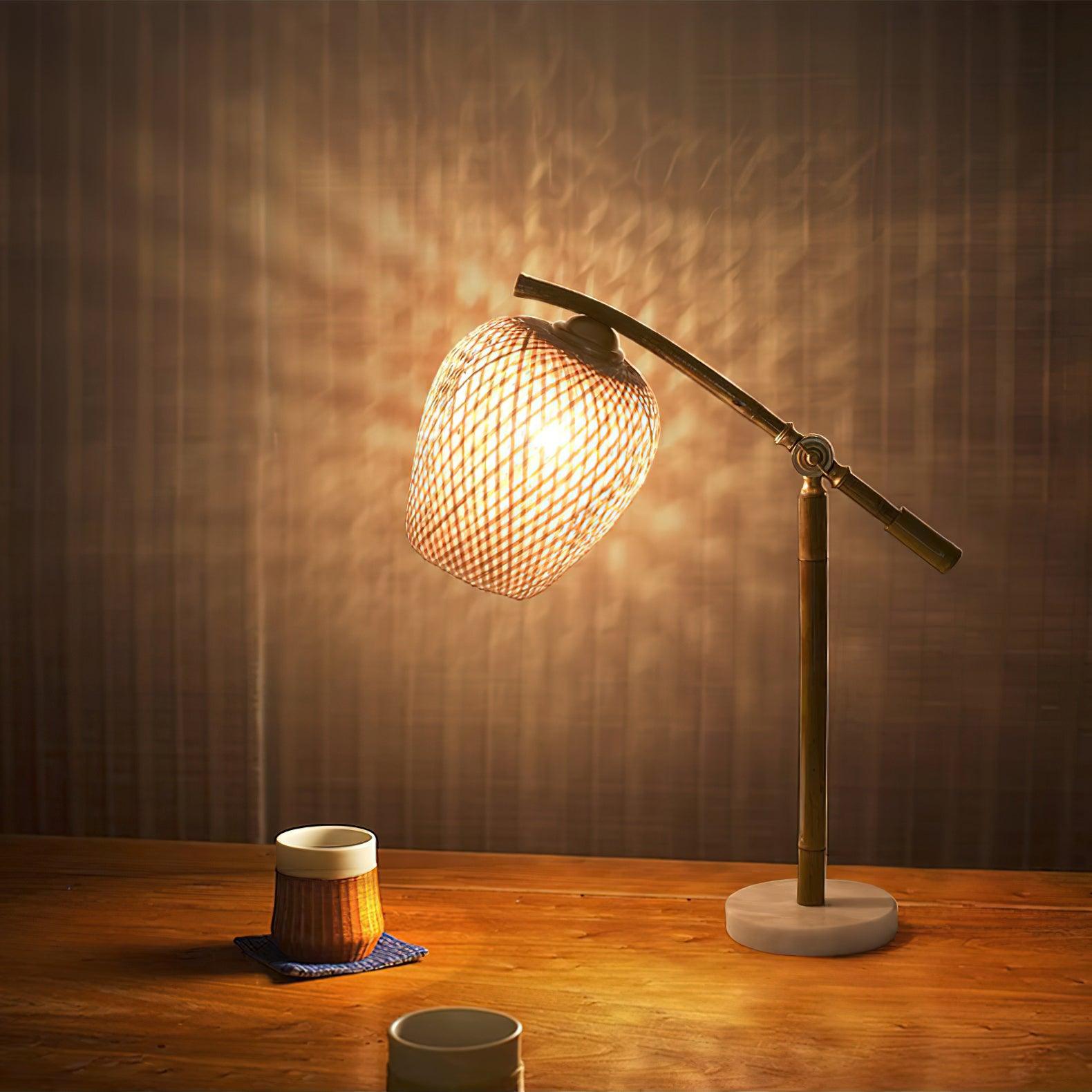 Lampe à poser vintage Leidolf en Bambou