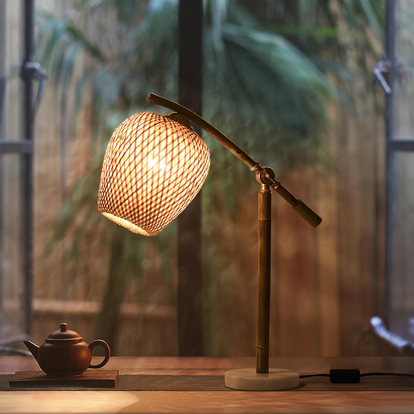 Lampe à poser vintage Leidolf en Bambou