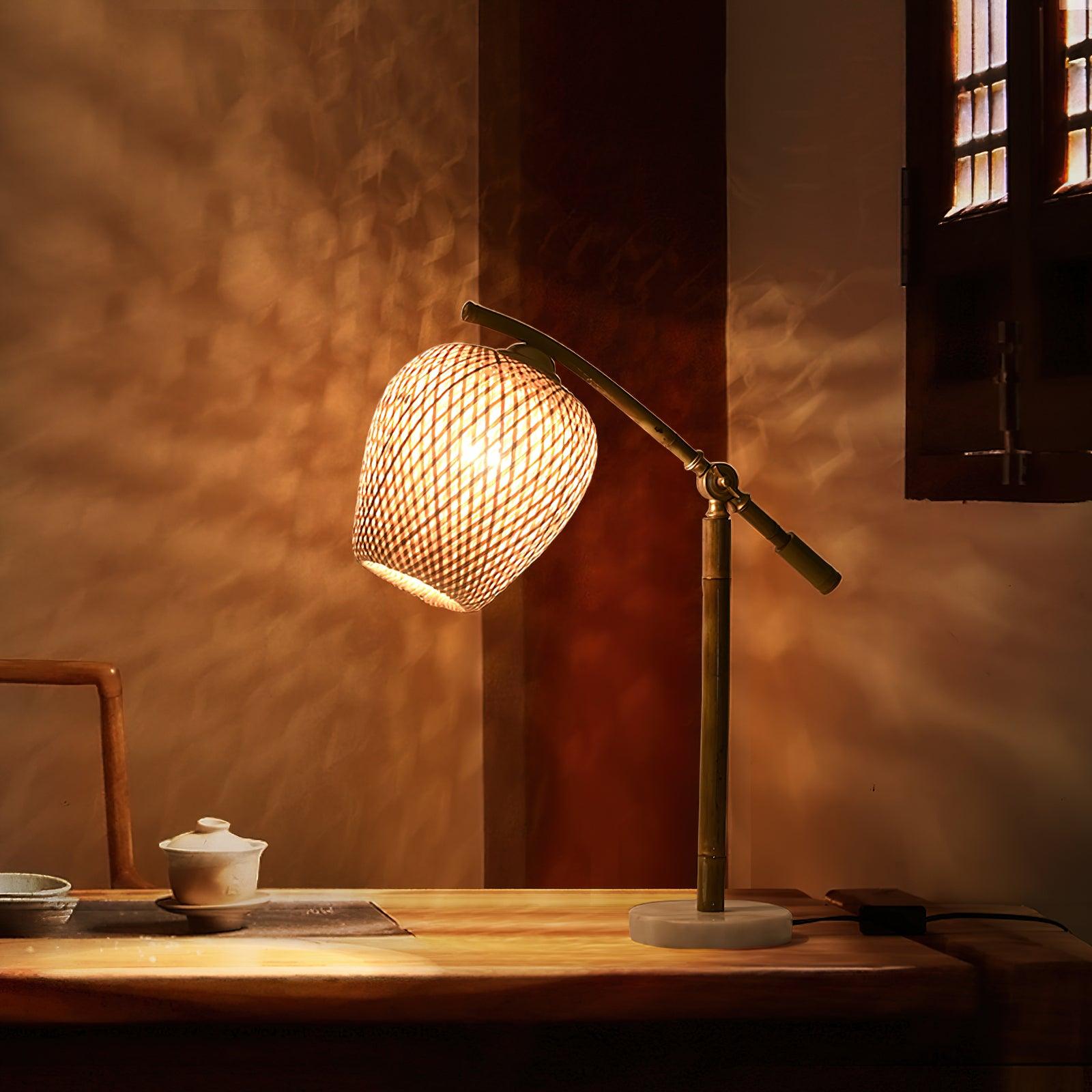 Lampe à poser vintage Leidolf en Bambou