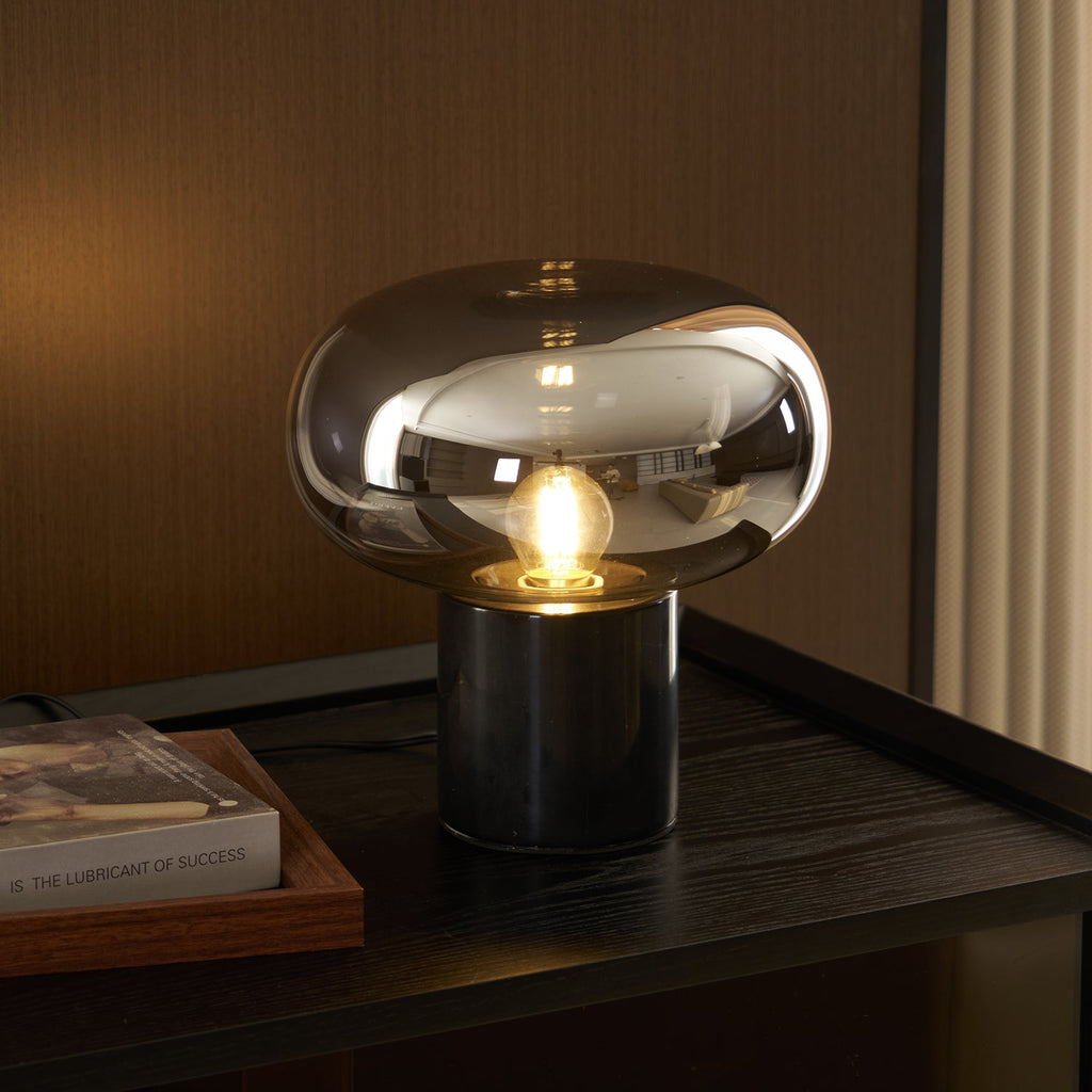Lampe à poser moderne Eyolf en Marbre Ambre et noir