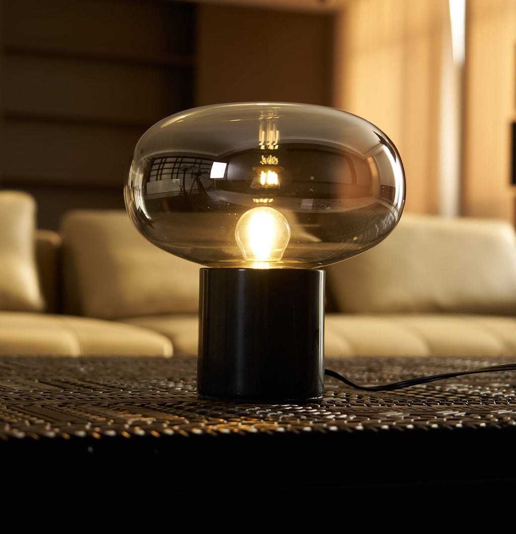 Lampe à poser moderne Eyolf en Marbre Fumé gris et noir
