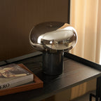 Lampe à poser moderne Eyolf en Marbre Fumé gris et noir