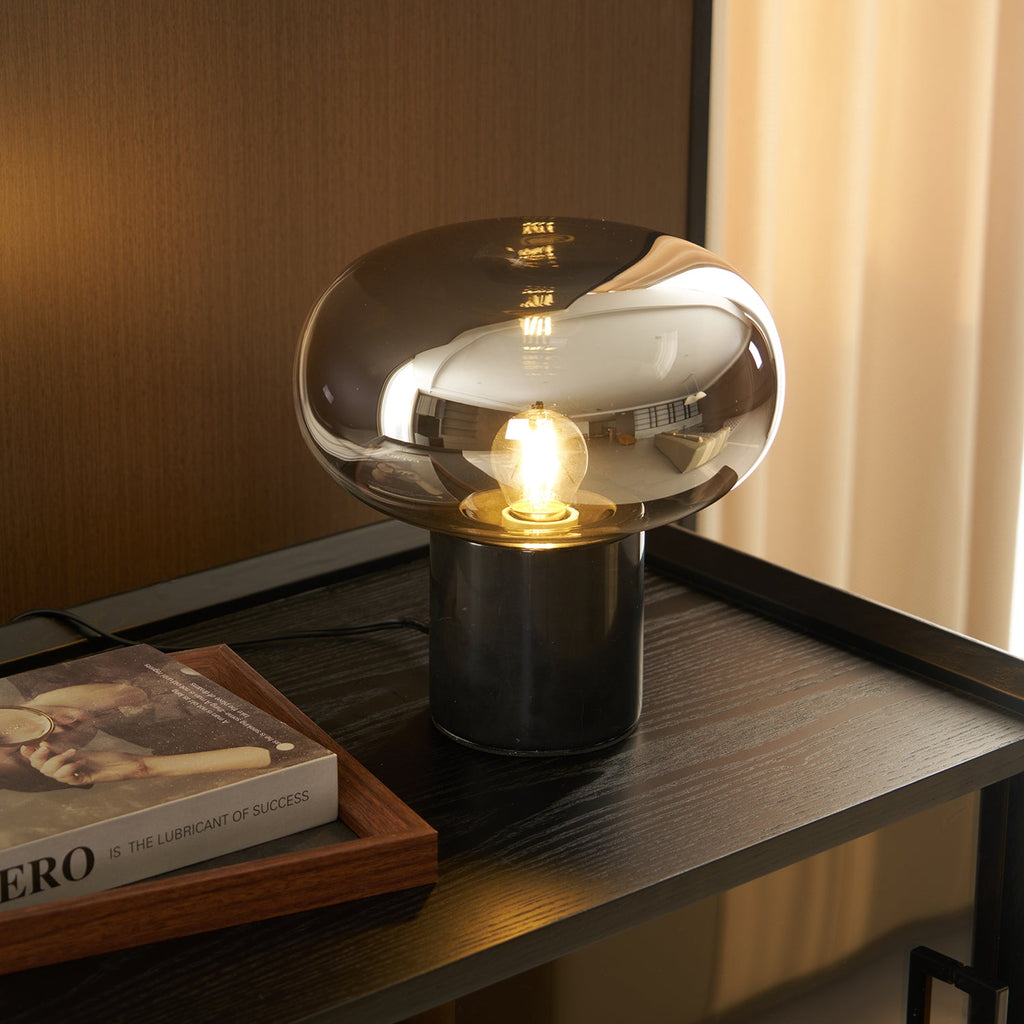 Lampe à poser moderne Eyolf en Marbre Fumé gris et noir