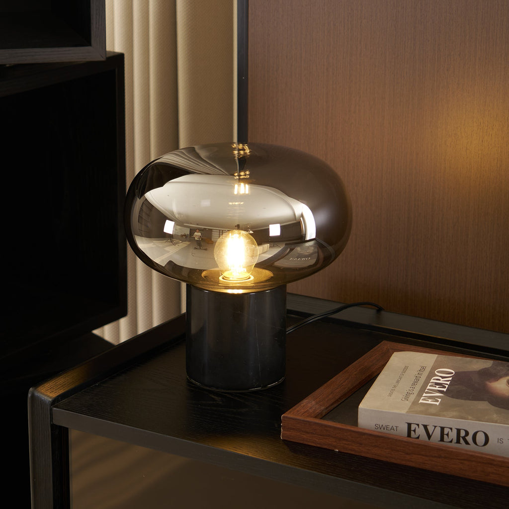 Lampe à poser moderne Eyolf en Marbre Fumé gris et noir