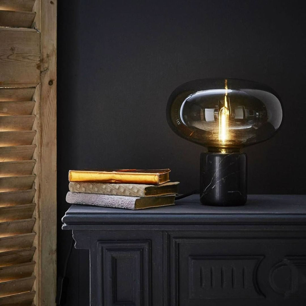 Lampe à poser moderne Eyolf en Marbre Fumé gris et noir