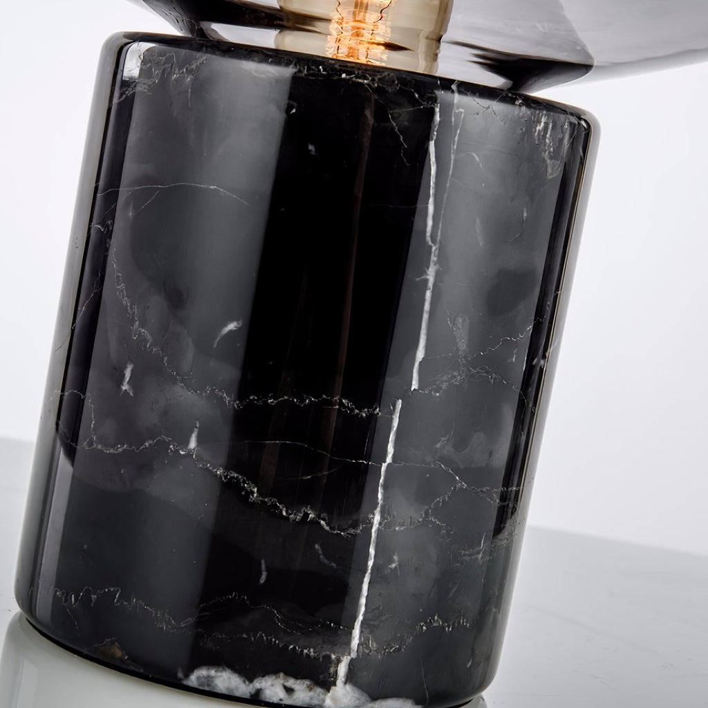 Lampe à poser moderne Eyolf en Marbre Fumé gris et noir