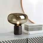 Lampe à poser moderne Eyolf en Marbre Fumé gris et noir